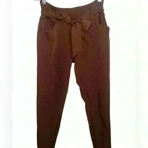 Professional Bow Tie Cappuccino Brown Soft Comfortable Button Work Petite Pants